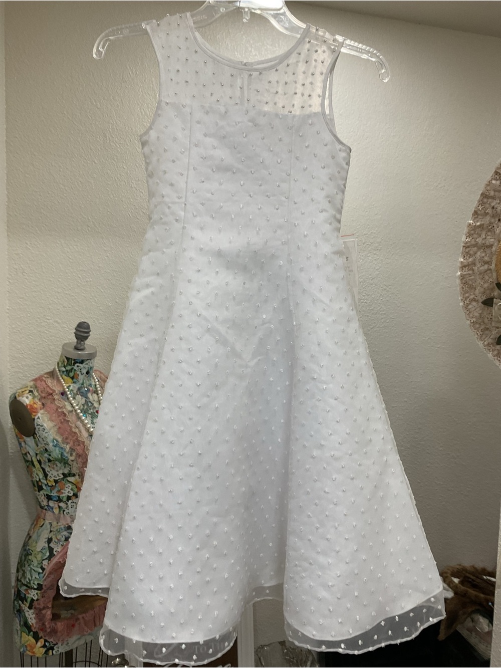 Brand New Us Angels White Pearl-Accent Girls Formal Dress Size 8